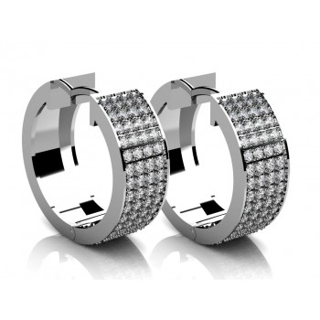 2.00 Ct. TW Round Diamond Inside/Outside Hoop Earrings in 14 kt. Clip Mounts